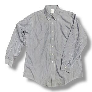 Brooks Brothers Blue Stripe Slim Fit Button Down‎ Long Sleeve Dress Shirt 17½ 36